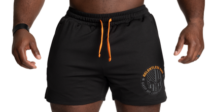 R1 MESH SHORTS (Black/Orange) - ملابس رياضية