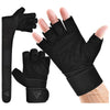 RDX L4 Open Finger Weightlifting Gym Gloves - Black