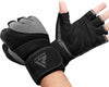 RDX L4 Open Finger Weightlifting Gym Gloves - Grey/Black