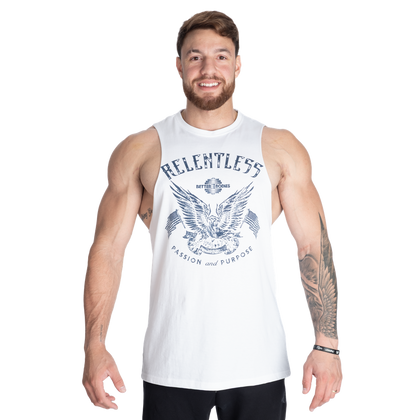 BETTER BODIES RELENTLESS CUT OUT TANK (White/Blue)