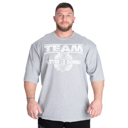 BETTER BODIES Team Pump Cover Iron Tee (Light grey/White)