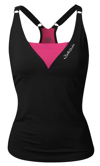 BETTER BODIES DEEP V SINGLET (Black/Pink)